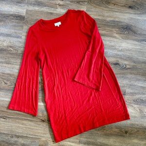 Lou & Grey Red Bell Sleeve Ultra Soft Dress